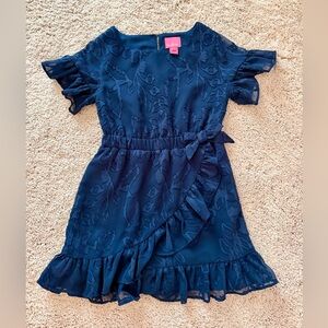 Lilly Pulitzer Navy Blue Kids Dress with Ruffles